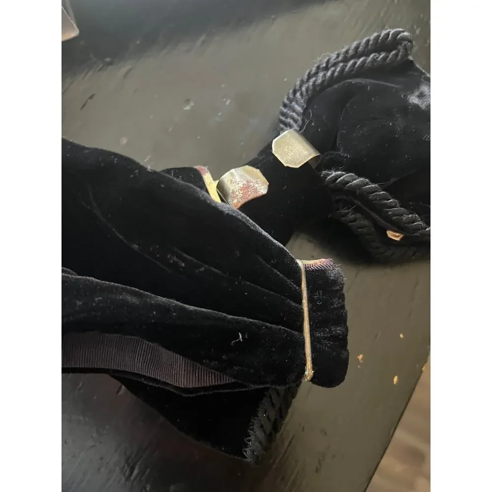 Vintage 80s Bow Belt Black Velvet Statement Size Small